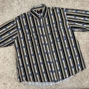 Ely Cattleman Pearl Snap Shirt Aztec Southwestern Print Men Size‎ XL Pockets